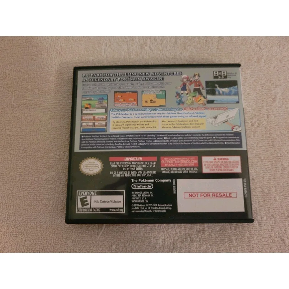 Pokemon Soul Silver Version Case and Manual W/Inserts